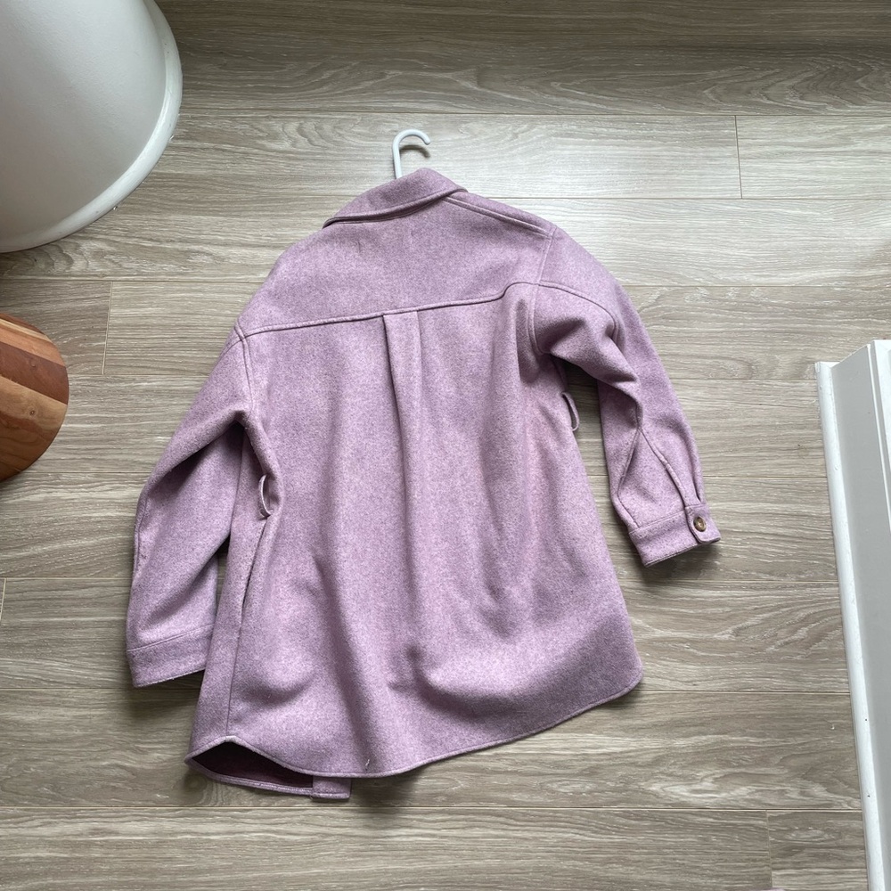 Zara Women’s Purple Lilac Mauve Shacket With Pockets And Belt Sz S - Picture 9 of 11